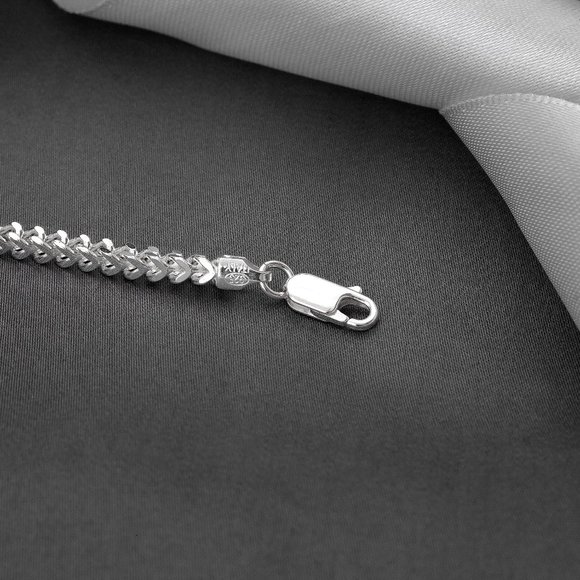 Franco Silver Bracelet, Franco Link Bracelet, High-Quality Men's Silver Bracelet - Picture 2 of 4